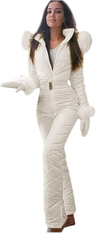 Generico Mono de esquí para mujer, body de contención, moldeador, chándal deportivo de exterior con capucha, color liso, moda casual para mujer — Ropa esqui