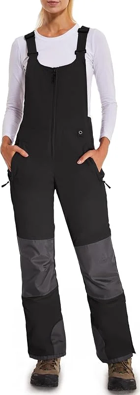 Pantalones Nieve Esquí Mujer Invernal Pantalón Softshell Calor Pantalones de Trabajo Largos Prueba Viento Impermeable Mono Outdoor Pantalón Funcional con Tirantes Ajustables HXK7664W-Black-M — Ropa esqui