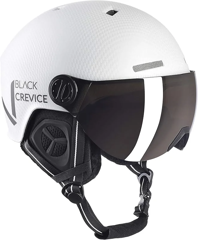 BLACK CREVICE Casco de esquí Sölden I Casco de esquí con Visera Estilo piloto I Casco esquí Hombre y Mujer I Casco Snowboard Unisex ajustableI Casco de esquí Transpirable — Equipo esqui