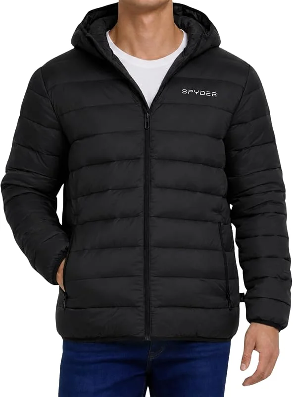 Spyder Packable Rain Jacket Men – Waterproof Windbreaker With Hood, Lightweight Rain Coat Slicker, Travel, Golf, Fishing Chaquetas cortavientos Hombre — Plumon fino