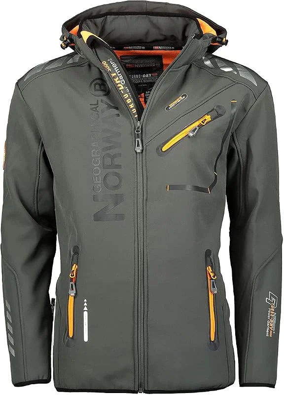 Geographical Norway Royaute Men Distribrands - Chaqueta Softshell impermeable hombre - Chaqueta transpirable capucha exteriores táctica invierno prueba viento — Ropa esqui