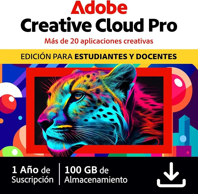 Adobe Creative Cloud Pro para estudiantes y docentes, Software Creativo con IA, 1 Año, PC, Mac, Descarga Digital — Plumon fino