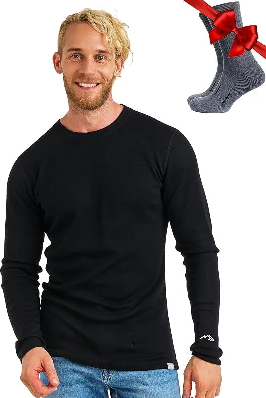 Merino.tech Camiseta Termica Lana Merino Hombre - Ropa Térmica 100% Lana — Ropa esqui