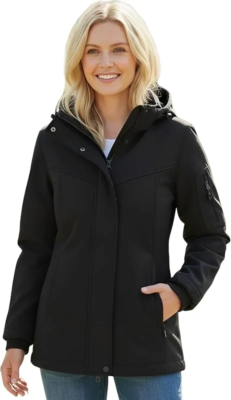Chaquetas impermeables mujer Impermeable con capucha Chaqueta softshell Abrigo funcional informal — Plumon fino