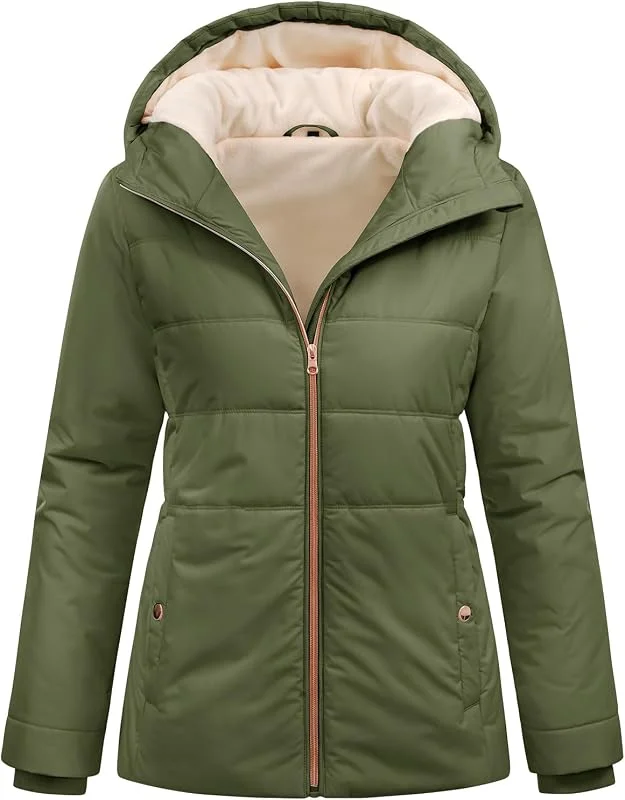 Chaqueta Mujer Invierno Corto Abrigo Acolchado Cálido Abrigos Gruesa Plumifero con Cremallera Chaquetas Polar Elegante Parka Prueba de Viento Softshell Jacket para Uso Diario y al Aire Libre — Plumon fino