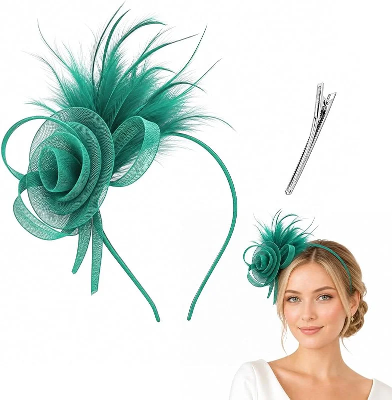 Tocados para Mujer – Tocado de Plumas con Diadema y Clip – Accesorio Ligero para el Cabello para Bodas — Plumon fino