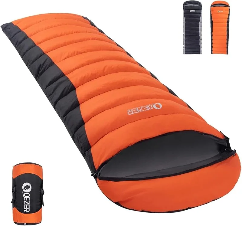 Saco de dormir de plumón para adultos, 600 grados de potencia, saco de dormir ultraligero para clima frío, saco de dormir con saco de compresión para mochileros, camping, senderismo — Plumon fino