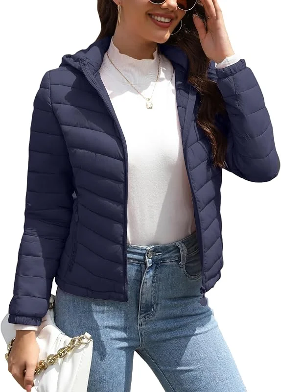 Giolshon Mujeres acolchado ligero chaqueta abrigo amortiguador mujeres burbuja para otoño e invierno — Plumon fino