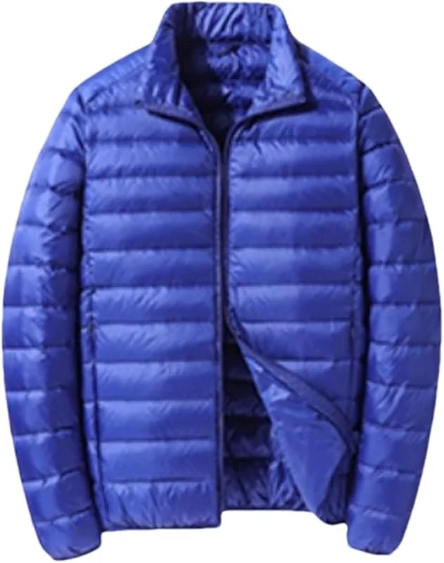 Chaqueta DE Plumas Corta Ultra Ligera Chaqueta Acolchada Ligera y Plegable de Manga Larga con Cremallera Completa para Hombre — Plumon fino