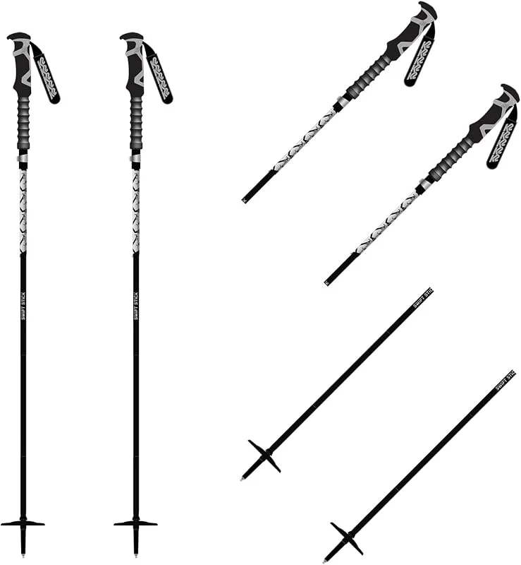 K2 Skis - Swift Stick, bastón de Esqui Unisex - Adulto, Black, 105-135 cm - 10G3034.1.1.105-135 — Equipo esqui