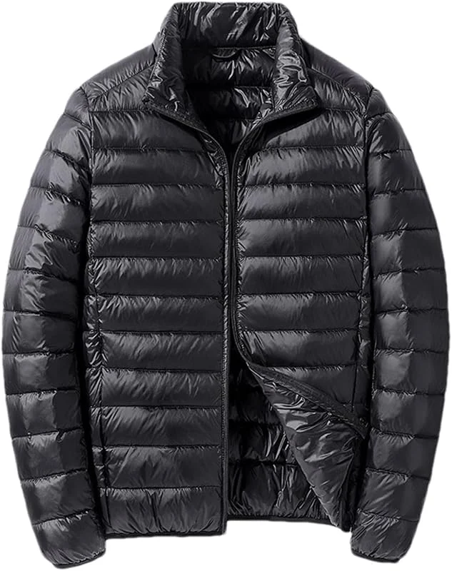 Chaqueta de plumón Ligera y Plegable para Hombre, Abrigo Acolchado Transpirable, Chaqueta Acolchada Resistente al Agua — Plumon fino