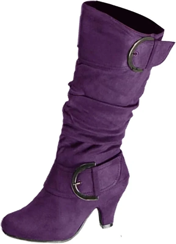 WWricotta Botas para Mujeres Heel Boots High Heel Retro Botas Femeninas para Mujeres Heel Boots High Heel Retro Botas de Mujeres Botas Caminar Mujer — Equipo esqui
