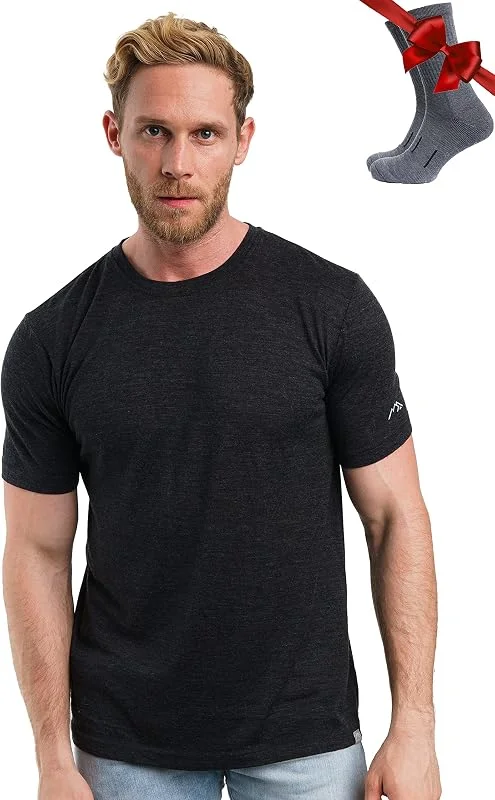 Merino.tech Camiseta Lana Merino Hombre - 100% Lana Merino con Calcetines — Ropa esqui