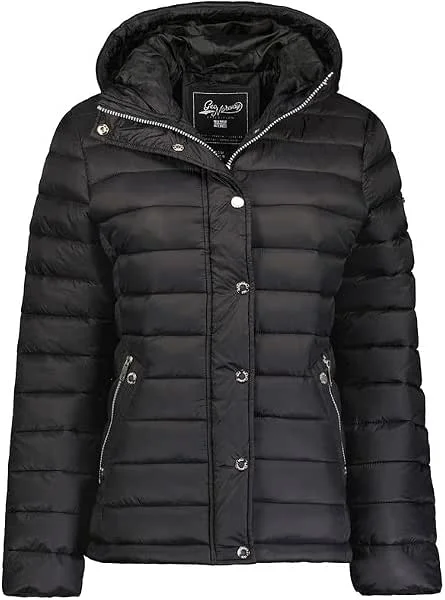 Geographical Norway Bubulle Lady - Chaqueta Mujer Cálida Esqui - Abrigo Para Mujeres Con Capucha Sintética - Parka Elegante A Prueba De Viento - Otono Invierno Primavera — Ropa esqui