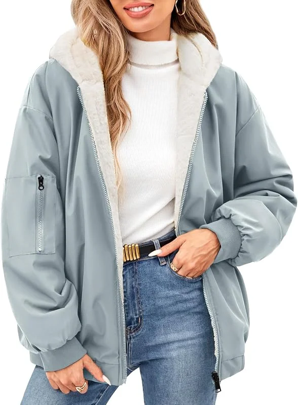 Vancavoo Chaqueta Reversible Mujer de Invierno con Capucha y Pelo Suave — Ropa esqui