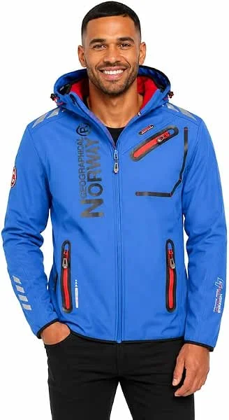 Geographical Norway Chaqueta Softshell Hombre Royaudb Dsitribrands Production Impermeable Cortaviento con Capucha para Exterior Rutas Senderismo Esquí Invierno Otoño Primavera — Ropa esqui
