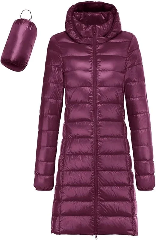 SIYAN Chaqueta De Plumón Ligera For Mujer, Abrigo Largo Y Ligero, Chaqueta De Plumón Ultraligera, Abrigo De Plumón For Mujer, Chaqueta De Entretiempo, Chaqueta Larga Y Ligera(Purple, M) — Plumon fino