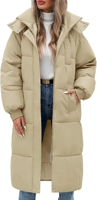 Abrigos Largo Mujer Invierno Chaqueta Acolchada Gruesa Parka con Capucha Abrigo Plumas Chaqueta de Plumón Chaqueta Cálida de Algodón a Prueba de Viento con Cremallera Bolsillos — Plumon fino