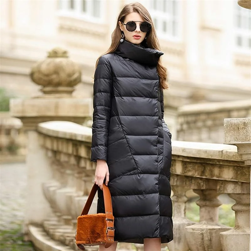Chaqueta ultraligera cálida y resistente al viento, chaqueta de plumón para mujer, abrigos de invierno para mujer, larga, casual, ligera, ultra delgada, cálida, chaqueta acolchada (color — Plumon fino