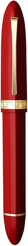 erofa Majohn V60 Pluma estilográfica de pistones, plumín extrafino, roja con clip dorado triangular de resina, juego de plumas de oficina de escritura con caja de regalo — Plumon fino