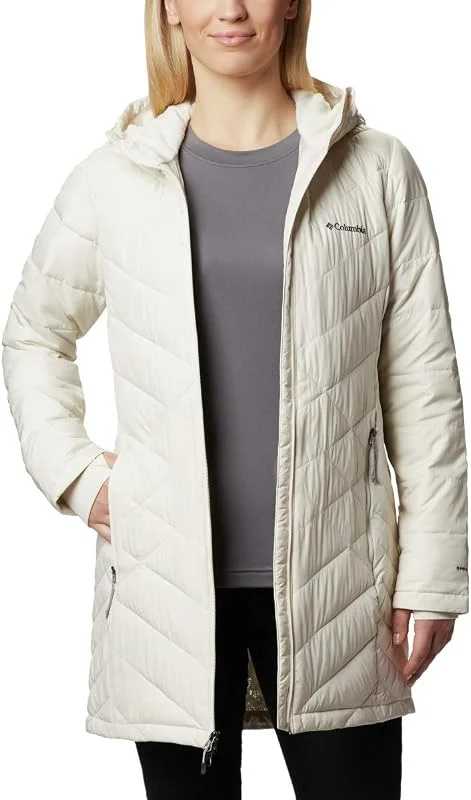 Columbia Heavenly Long Hooded Jacket, Chaqueta Acolchada Con Capucha para Mujer — Plumon fino