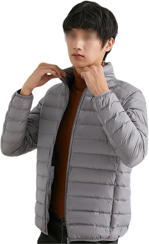 Chaqueta de plumón de Pato Chaqueta de plumón Ultraligera Chaqueta de Plumas Cortavientos para Hombre Abrigo cálido y Ligero — Plumon fino