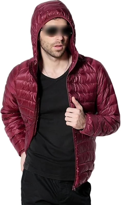Chaqueta de plumón de Pato, Abrigo con Capucha portátil, Abrigo de Invierno Ultraligero para Hombre, Parkas térmicas cálidas — Plumon fino