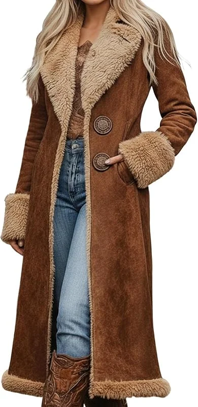 Generisch Chaqueta anorak occidental con forro polar, tela vaquera, abrigo de invierno a prueba de viento, para mujer, estilo vaquero, abrigo de invierno para mujer, estilo vaquero, cálido — Plumon fino
