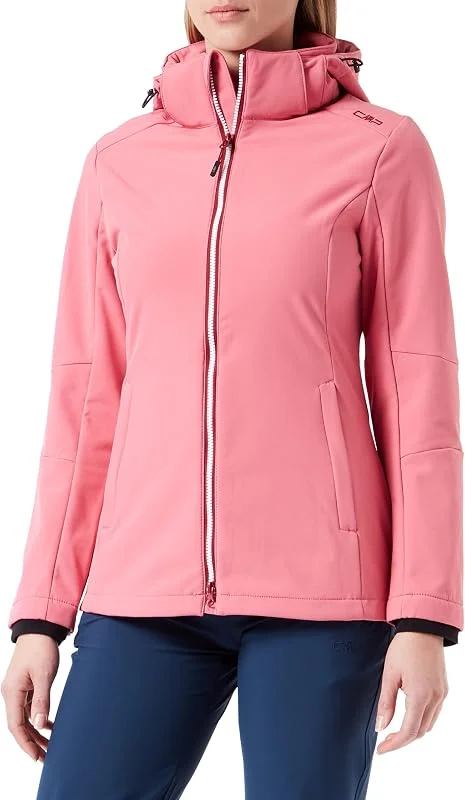 CMP - Chaqueta softshell de mujer con capucha desmontable, Rosa del desierto, L — Ropa esqui