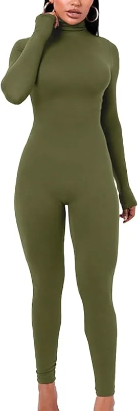 VUTRU Overol de manga larga para mujer, con forro polar, sexy, cuello alto, de una pieza, con cremallera trasera, enterizo deportivo — Ropa esqui