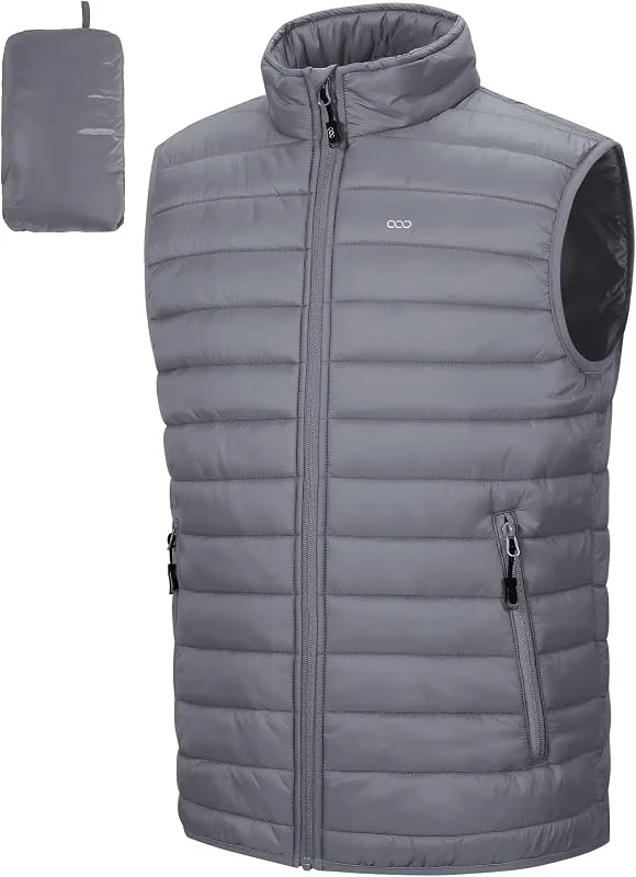 33, 000ft Chaleco acolchado para hombre, para exteriores, híbrido, con cuello alto, acolchado, sin mangas, para correr, golf, senderismo, equitación — Plumon fino