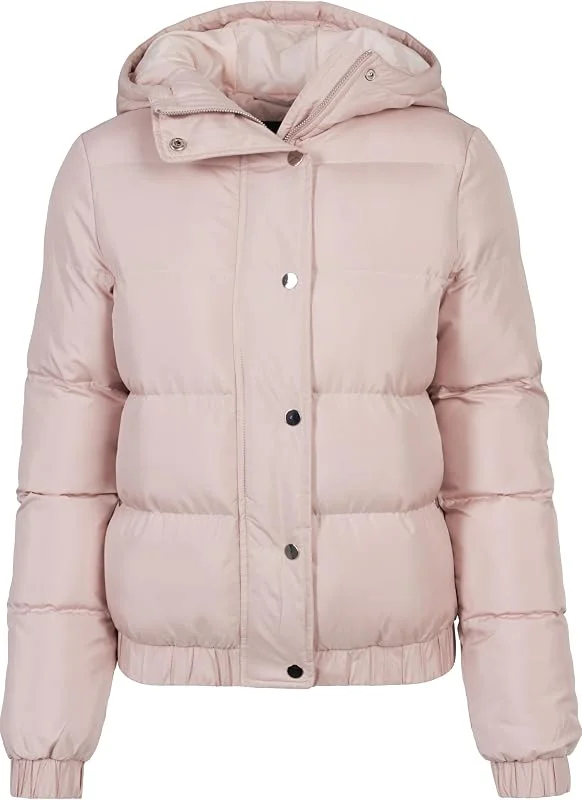 Urban Classics Ladies Hooded Puffer Jacket Mujer Chaqueta entre-tiempo Negro — Plumon fino