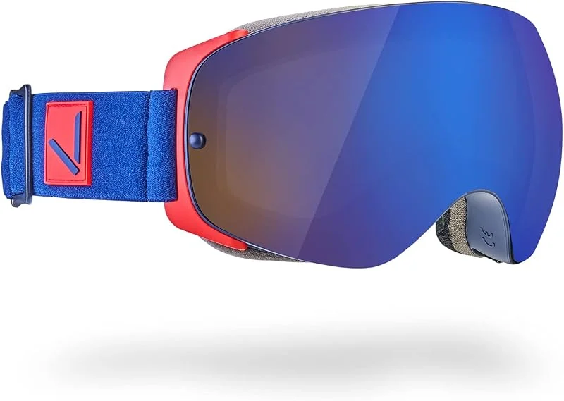 Black Crevice gafas de esquí I Lentes de esquí unisex con diseño sin marco I Lentes de esquí hombres mujeres protección UV 400 I Gafas snowboard con cristales esféricos I Gafas nieve espejadas — Equipo esqui