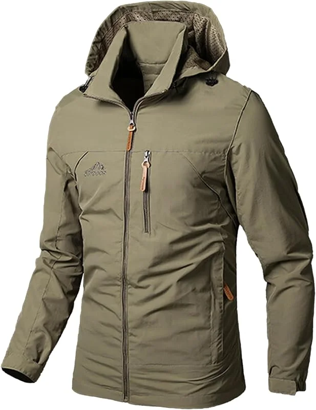 Chaqueta al Aire Libre para Hombres Chaqueta de Esquí de Montaña de senderismo Impermeable Antiviento Abrigo Deportiva Transpirable Ligero Softshell Cortavientos Multifunción — Ropa esqui