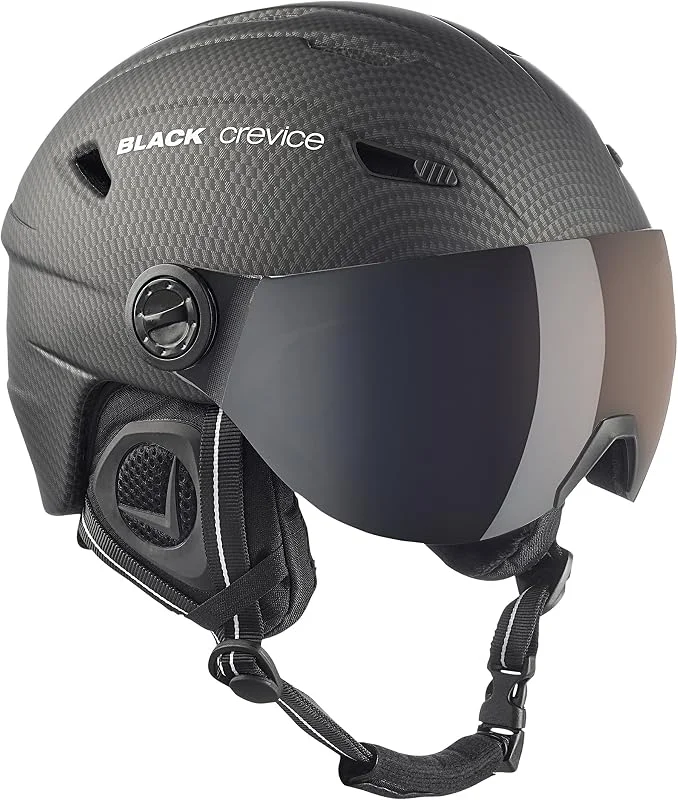 BLACK CREVICE Casco de esquí Silvretta I Casco esquí con Visera en Estilo piloto I Casco esquí Unisex I Casco de esquí de policarbonato Transpirable I Talla Ajustable — Equipo esqui
