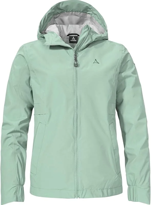 Schöffel Chaqueta para mujer estilo Bohorok WMS, impermeable, transpirable, chaqueta de exterior elegante con capucha y dobladillo — Plumon fino