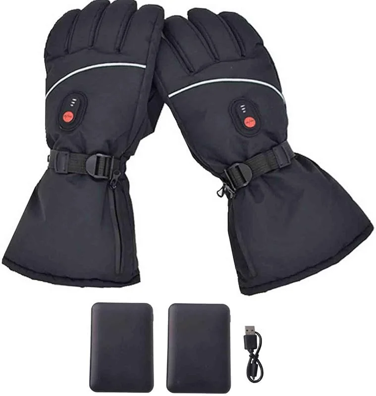 CHEWYNP Guantes calefactables a batería para Hombres y Mujeres, Guantes de esquí calefactores, Guantes calefactables eléctricos Recargables para Esquiar, Motocicleta, Senderismo, Ciclismo — Ropa esqui