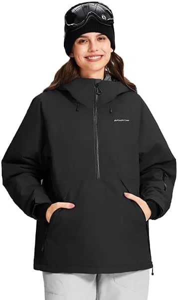 Pioneer Camp Chaqueta de snowboard para mujer, impermeable, cortavientos, transpirable, cálida, con capucha y paranieves desmontable, chaqueta de esquí funcional para esquí y snowboard — Ropa esqui