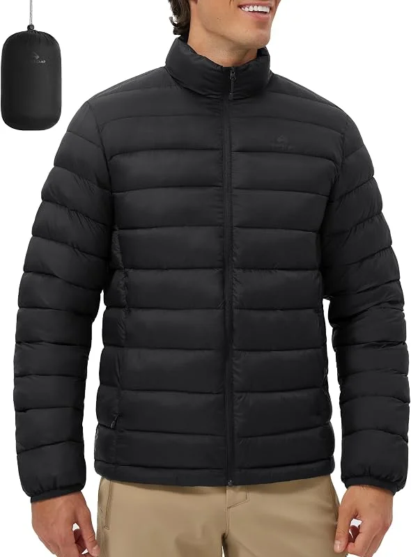 Pioneer Camp - Chaqueta acolchada para hombre, chaqueta de transición ligera y cálida, impermeable, resistente al viento, abrigo de invierno con 4 bolsillos, plegable para ocio, senderismo y viajes — Plumon fino