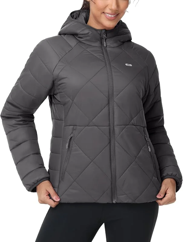 MIER Chaqueta acolchada ligera para mujer, abrigos acolchados con capucha y bolsillos, chaquetas acolchadas cálidas de invierno, impermeables — Plumon fino