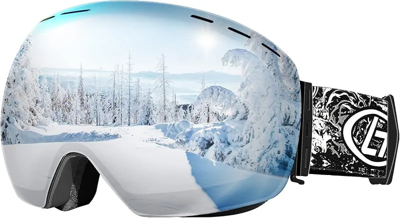 Ski Goggles Anti Fog UV400 Protection Double Layer Spherical Anti-Glare Lenses Snow Snowboard Skiing Goggles for Men Women Youth - Red, Silvery, Blue — Equipo esqui