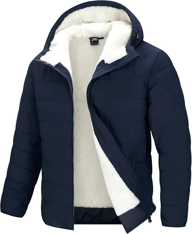33, 000ft Chaqueta de forro polar para hombre, chaqueta acolchada ligera, chaqueta cálida con capucha, cortavientos, tiempo libre, chaqueta de entretiempo, impermeable, forrada de forro polar, chaqueta — Plumon fino