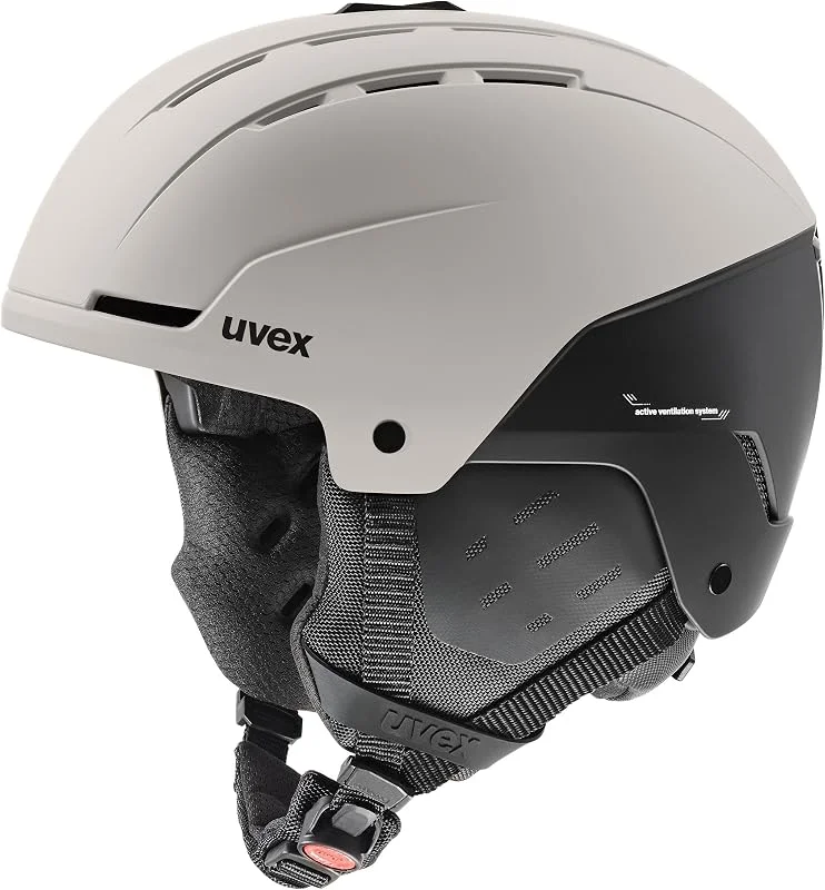 uvex stance - Casco de esquí robusto para adultos - ajuste de talla individualizado - ventilación optimizada - warm grey-black matt - 51-55 — Equipo esqui