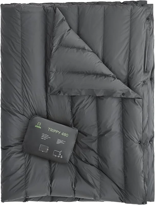 ATEPA Mantas de plumón ultraligeras portátiles 3 en 1 cálidas para Acampar al Aire Libre en Interiores Viajes Nylon Rip Stop Tela 69 × 53 Pulgadas 1, 1 Libras, 0, 48 kg — Plumon fino