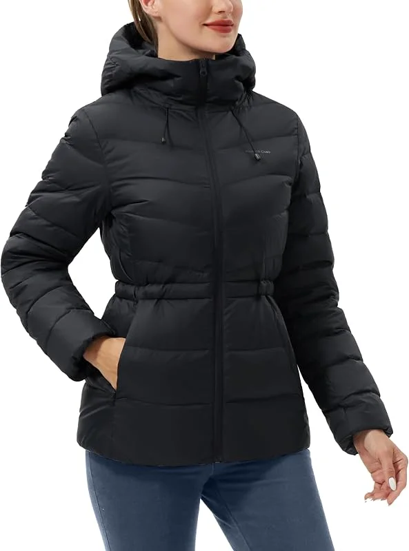 Chaqueta de plumón para mujer, ligera, con capucha — Plumon fino