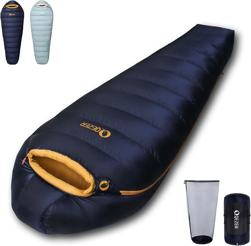 Saco de Dormir de Plumas, Saco de Dormir de Invierno con Forro de grafeno antiestático, Fill Power 620, 1450 Gramos, -24°C a 0°C, Adecuado para Camping, Senderismo y Trekking. — Plumon fino
