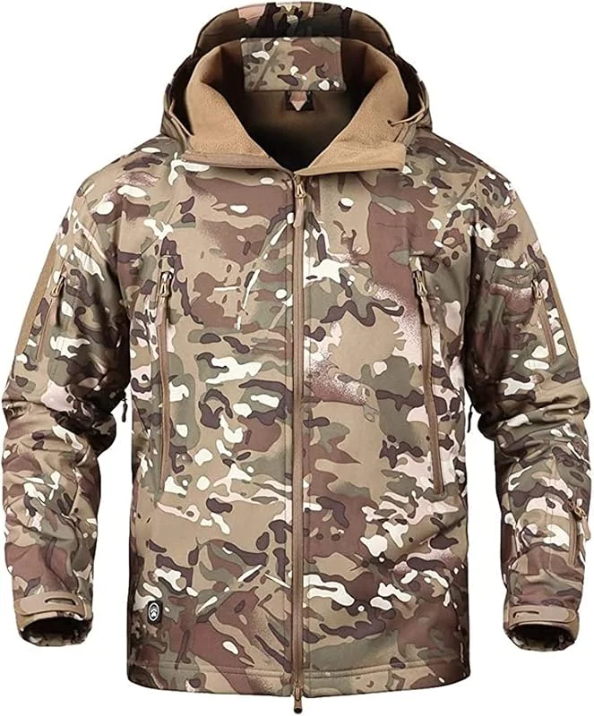 Memoryee Hombres Chaquetas Softshell Exteriores Forro Polar Impermeables Abrigos Tácticos Militares Cálidos Camuflaje Abrigo — Plumon fino