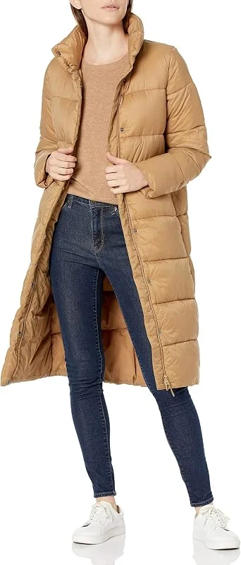 Amazon Essentials Abrigo Largo Acolchado de Invierno Impermeable Mujer — Plumon fino
