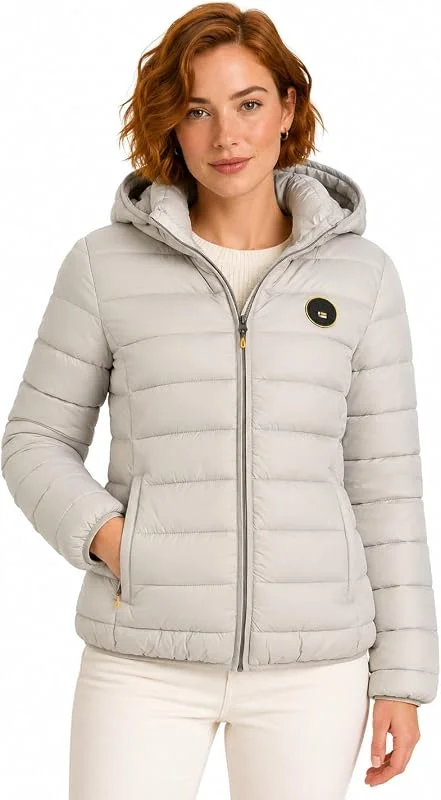 Geographical Norway Atikamap Lady Hood Chaqueta Acolchada Ligera Mujer con Capucha Cremallera Completa Poliamida Bolsillos Laterales Parche Distintivo — Plumon fino