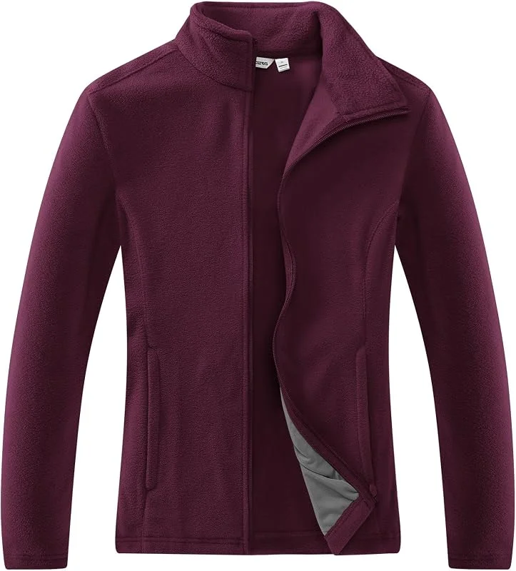 33, 000ft Chaqueta de forro polar para mujer con cremallera completa, cuello alto, chaqueta ligera de forro polar, antiestática, para senderismo y ocio — Ropa esqui